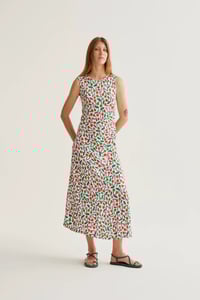 Image 1 of Vestido midi con estampado Guinda