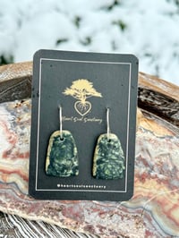 Handcut Serpentine Stone earrings 