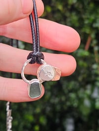 Image 5 of Ready to ship! Mens Necklace - 'Ride the Wave ' Sterling Silver with copper and green Seaglass 