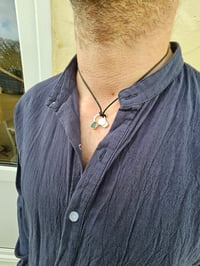 Image 7 of Ready to ship! Mens Necklace - 'Ride the Wave ' Sterling Silver with copper and green Seaglass 