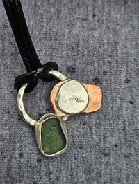 Image 8 of Ready to ship! Mens Necklace - 'Ride the Wave ' Sterling Silver with copper and green Seaglass 