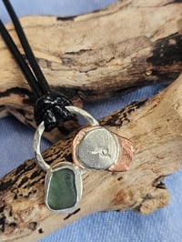 Image 9 of Ready to ship! Mens Necklace - 'Ride the Wave ' Sterling Silver with copper and green Seaglass 