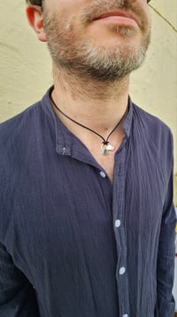 Image 1 of Ready to ship! Mens Necklace - 'Ride the Wave ' Sterling Silver with copper and green Seaglass 