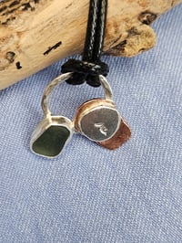 Image 10 of Ready to ship! Mens Necklace - 'Ride the Wave ' Sterling Silver with copper and green Seaglass 