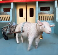Image 1 of Spun cotton sheep with speckled egg cart