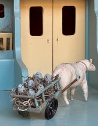 Image 4 of Spun cotton putz sheep delivering speckled eggs in cart