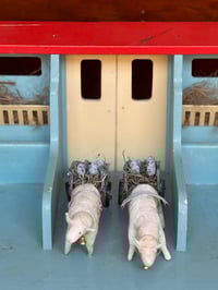 Image 5 of Spun cotton putz sheep delivering speckled eggs in cart