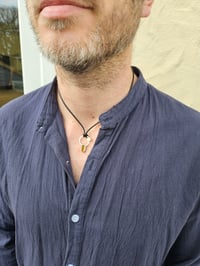 Image 1 of Ready to ship! Mens Necklace - ' Sun Rise ' Sterling Silver and Copper with Orange Seaglass 