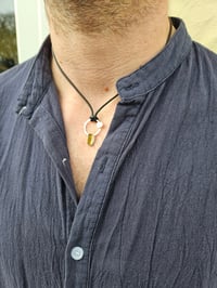 Image 6 of Ready to ship! Mens Necklace - ' Sun Rise ' Sterling Silver and Copper with Orange Seaglass 