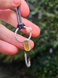 Image 3 of Ready to ship! Mens Necklace - ' Sun Rise ' Sterling Silver and Copper with Orange Seaglass 