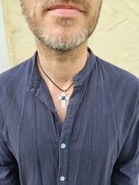 Image 8 of Ready to ship! Mens Necklace-Sterling Silver Cross with Apatite Gemstone