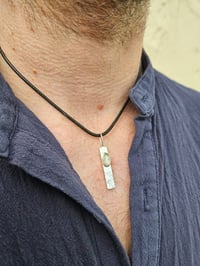 Image 11 of Ready to ship! Mens Necklace ' Seafarer ' Seaglass and Silver with handstamped wave