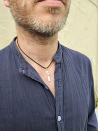 Image 2 of Ready to ship! Mens Necklace ' Seafarer ' Seaglass and Silver with handstamped wave