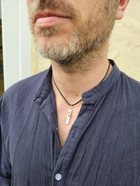 Image 12 of Ready to ship! Mens Necklace ' Seafarer ' Seaglass and Silver with handstamped wave