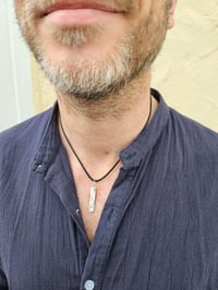 Image 8 of Ready to ship! Mens Necklace ' Ripples ' Sterling Silver with handstamped wave 