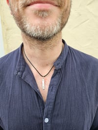 Image 7 of Ready to ship! Mens Necklace ' Ripples ' Sterling Silver with handstamped wave 