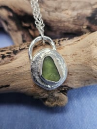 Image 1 of Ready to ship! 'Mermaids Kiss ' Sterling Silver Pebble and Green Cornish Seaglass 