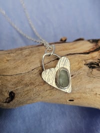 Image 2 of Ready to ship! 'Heart of 1000 oceans ' - pale blue cornish Seaglass in Sterling Silver Heart