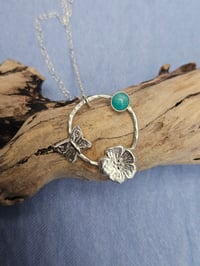 Image 5 of Ready to ship! 'Garden Dreams ' - Sterling Silver butterfly and flower hoop Necklace 
