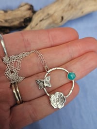 Image 2 of Ready to ship! 'Garden Dreams ' - Sterling Silver butterfly and flower hoop Necklace 
