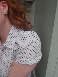 Image 3 of Ready to Ship. ' Vintage Sunshine ' Sterling Silver stud earrings with yellow Jade 