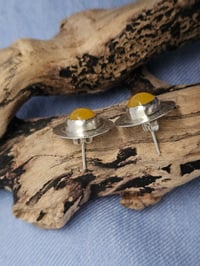 Image 5 of Ready to Ship. ' Vintage Sunshine ' Sterling Silver stud earrings with yellow Jade 