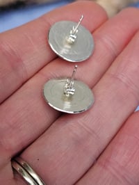 Image 8 of Ready to Ship. ' Vintage Sunshine ' Sterling Silver stud earrings with yellow Jade 