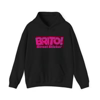 Image 1 of BRITO! Street Sticker Hoodie | Pink Logo Graphic Sweatshirt