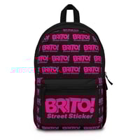Image 1 of BRITO! Street Sticker Backpack — Bold Pink Logo Urban Daypack