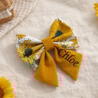 Image 2 of PERSONALIZED EMBROIDERED SUNFLOWER BOW