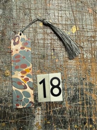 Image 21 of Small one-of-a-kind wooden hand marbled bookmark with tassel YOU CHOOSE