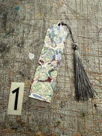 Image 4 of Small one-of-a-kind wooden hand marbled bookmark with tassel YOU CHOOSE