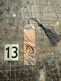Image 16 of Small one-of-a-kind wooden hand marbled bookmark with tassel YOU CHOOSE