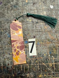 Image 8 of SECONDS one-of-a-kind wooden hand marbled bookmark with tassel YOU CHOOSE