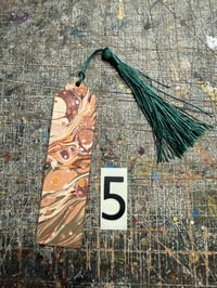 Image 6 of SECONDS one-of-a-kind wooden hand marbled bookmark with tassel YOU CHOOSE