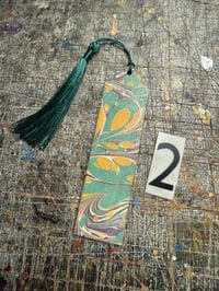 Image 3 of SECONDS one-of-a-kind wooden hand marbled bookmark with tassel YOU CHOOSE