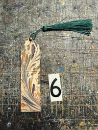 Image 7 of SECONDS one-of-a-kind wooden hand marbled bookmark with tassel YOU CHOOSE