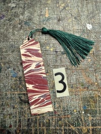 Image 4 of SECONDS one-of-a-kind wooden hand marbled bookmark with tassel YOU CHOOSE