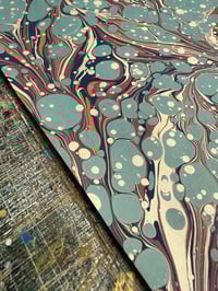 Image 3 of One of a kind hand marbled paper 'Blue Spots' on fawn base paper 