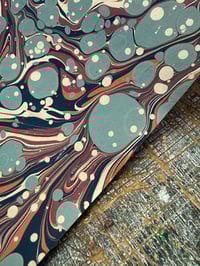 Image 6 of One of a kind hand marbled paper 'Blue Spots' on fawn base paper 