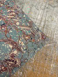 Image 7 of One of a kind hand marbled paper 'Blue Spots' on fawn base paper 