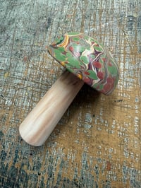 Image 1 of Second Quality Hand Marbled one-of-a-kind Wooden Marbled Toadstool