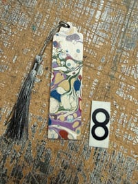 Image 9 of SECONDS one-of-a-kind wooden hand marbled bookmark with tassel YOU CHOOSE