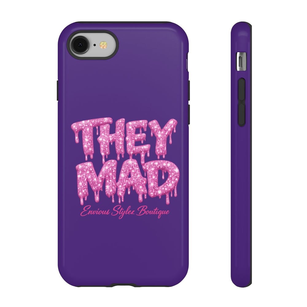 Image of They Mad Phone Case — Bold Drip Pink Typography on Purple