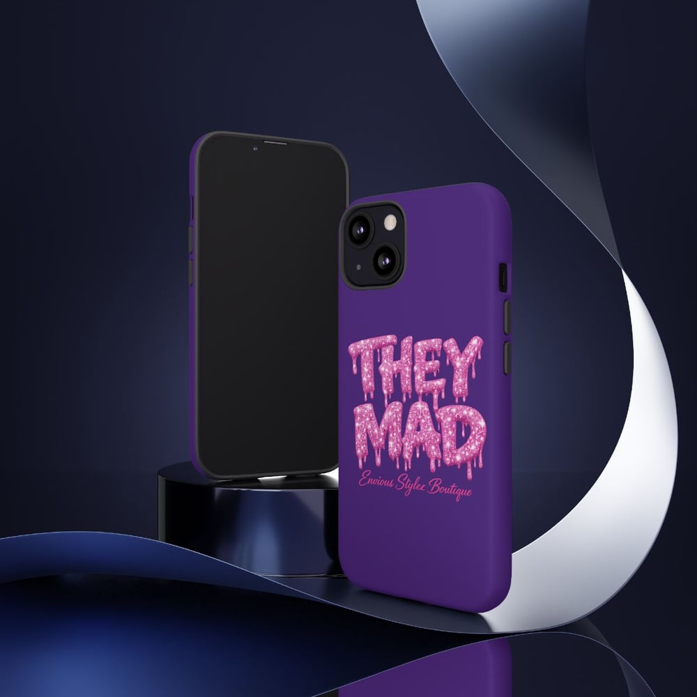 Image of They Mad Phone Case — Bold Drip Pink Typography on Purple