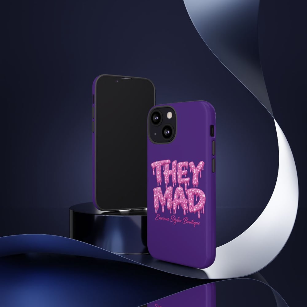Image of They Mad Phone Case — Bold Drip Pink Typography on Purple