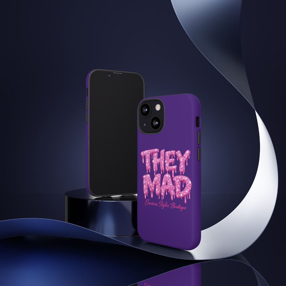 Image of They Mad Phone Case — Bold Drip Pink Typography on Purple