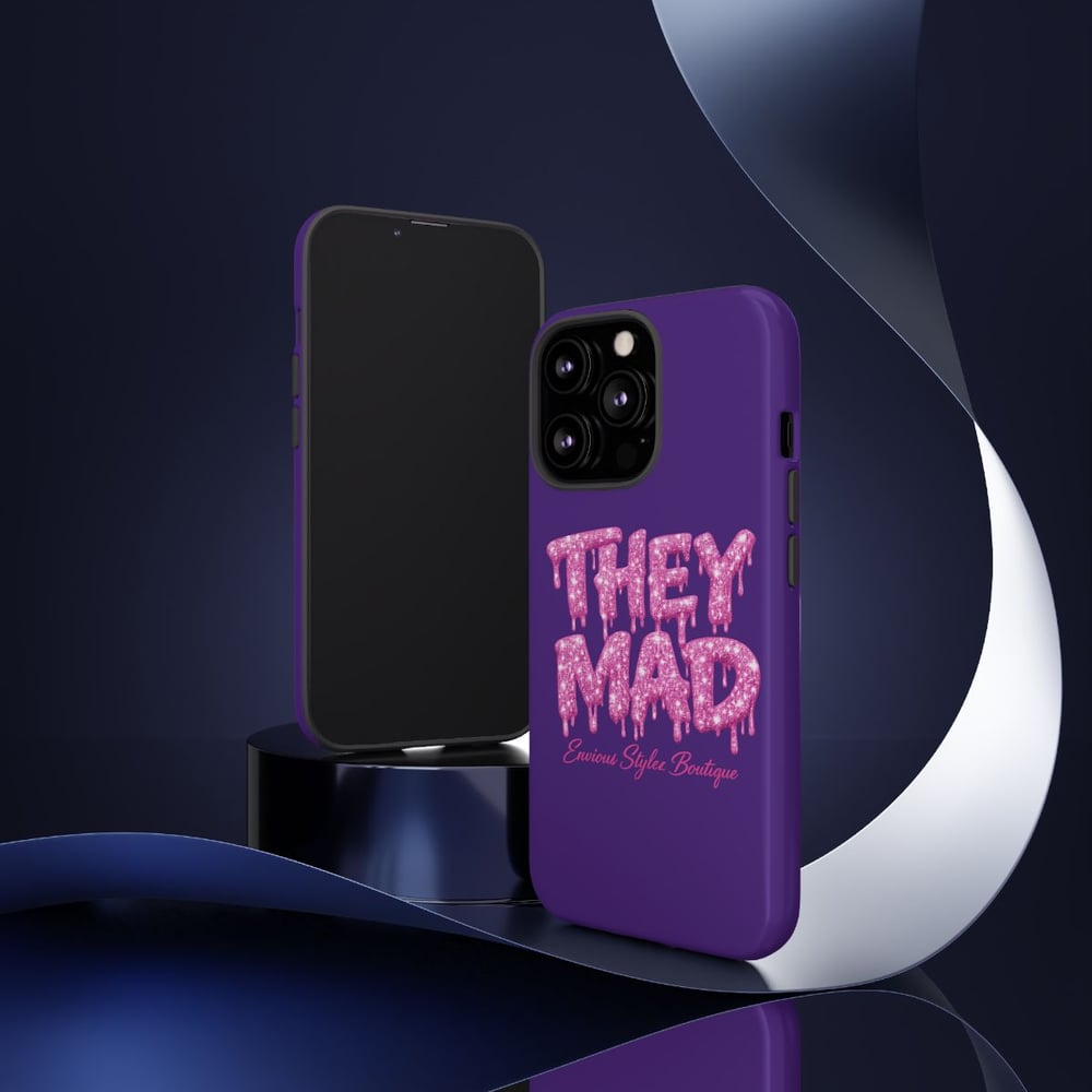 Image of They Mad Phone Case — Bold Drip Pink Typography on Purple