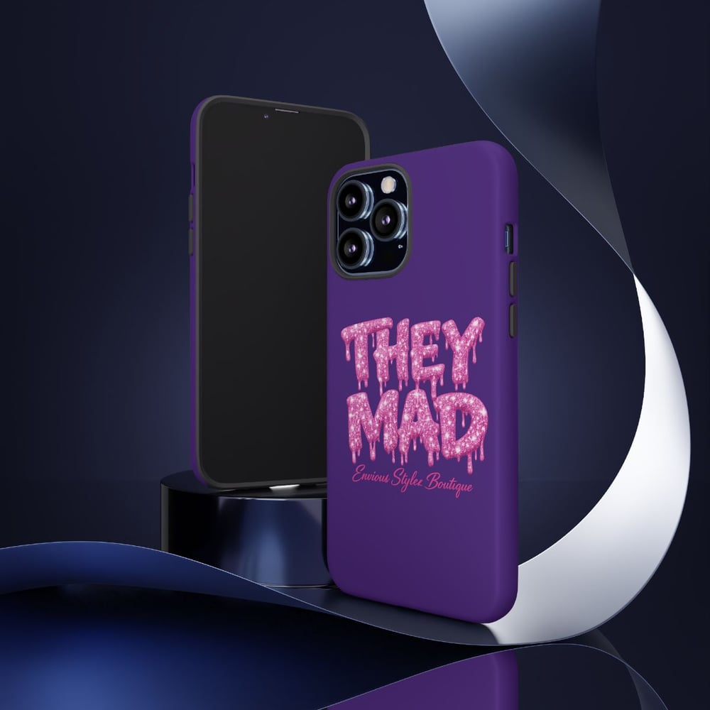 Image of They Mad Phone Case — Bold Drip Pink Typography on Purple