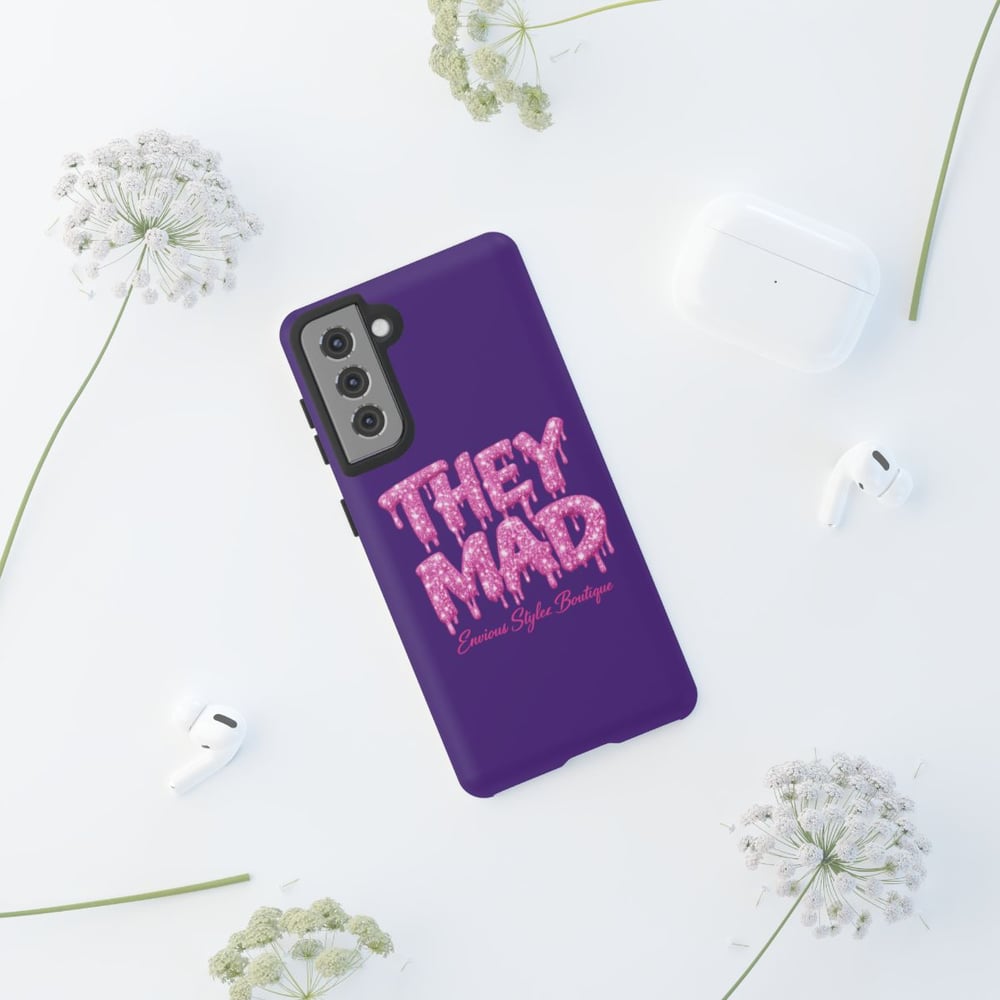 Image of They Mad Phone Case — Bold Drip Pink Typography on Purple